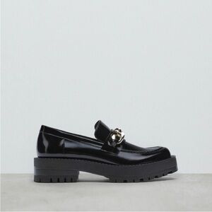 ZARA black chain chunky loafers